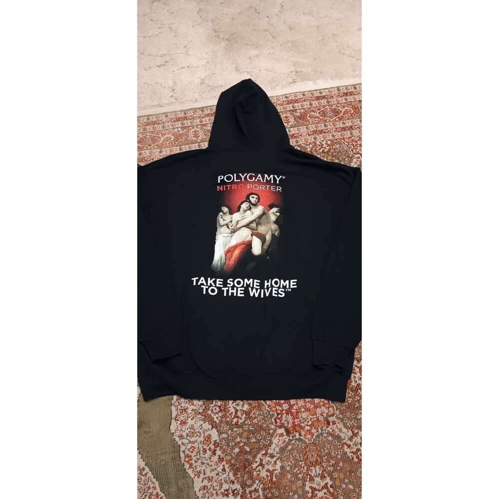 Vintage Wasatch Brewery Polygamy Nitro Porter XL Men's Zip Up Hoodie Black
